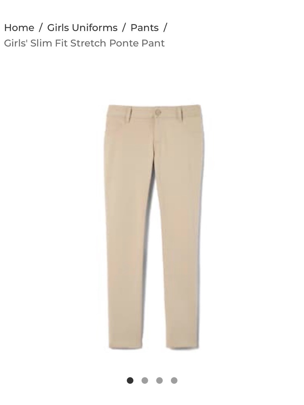French Toast Girls' Slim Ponte Pant - Khaki